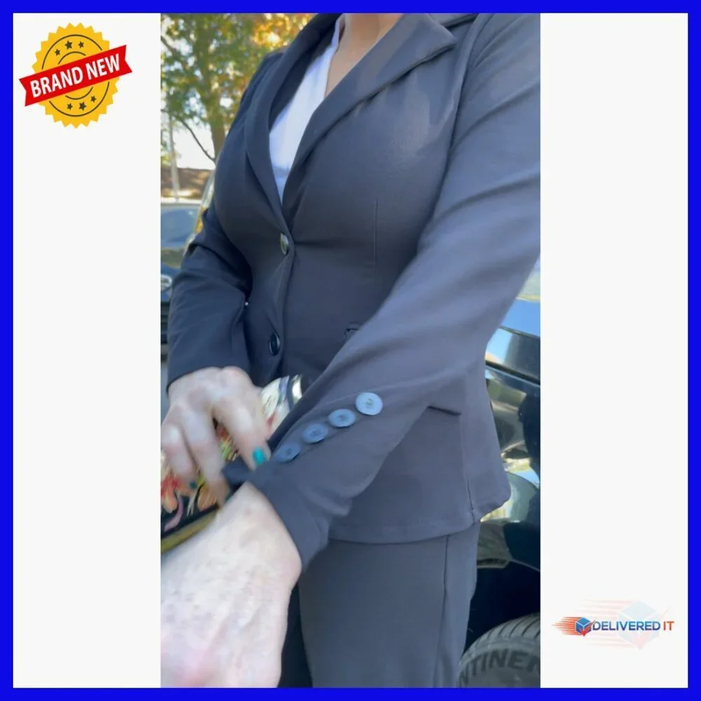 Women's 2-Piece Suit Set Long Sleeve Blazer Pants Business Casual Outfit